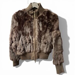 Vintage Y2K Paris Blues Women’s M Genuine Rabbit Fur Bomber Coat